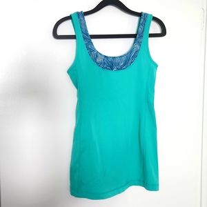 Lululemon Aqua Tank Top with Blue and White Mesh Detail Size 6